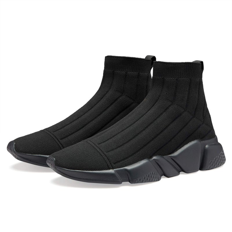 Casbeam Women's Running Knit Comfortable Lightweight Breathable Casual Sports Shoes Fashion Sneakers Slip-On Walking Shoes All Black Size 7 - Image 5